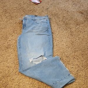 Torrid Light Blue Cropped Jeans with Distressed Detail